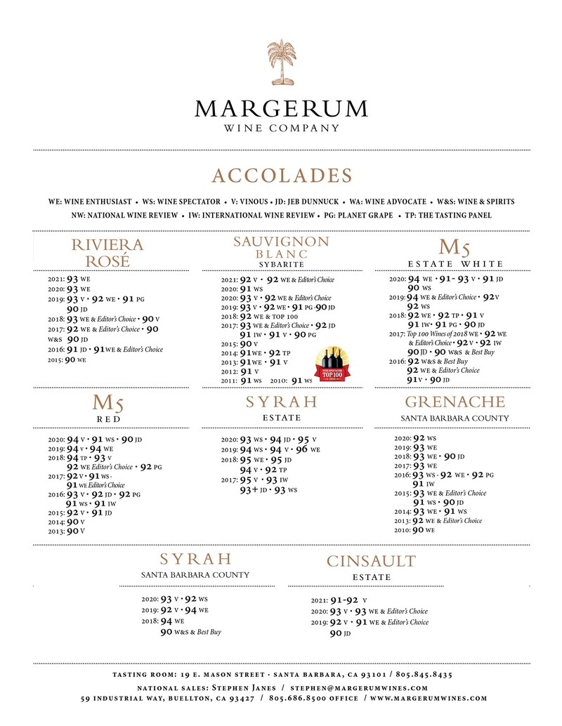 Margerum Wine Company Accolades