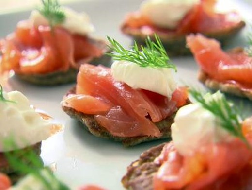 Smoked Salmon with Creme Fraiche on Blinis