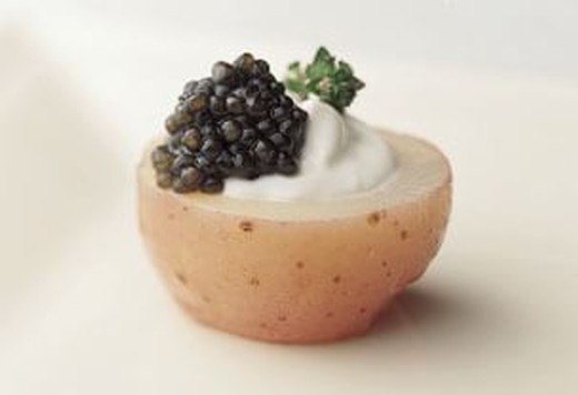 New Potato Halves with Creme Fraiche and Caviar